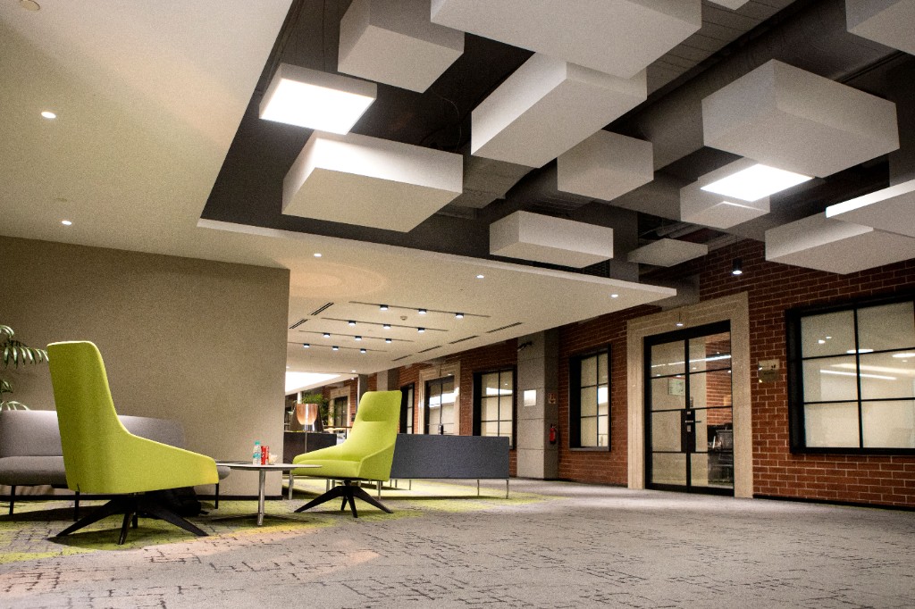 Lounge seating in a coworking interior
